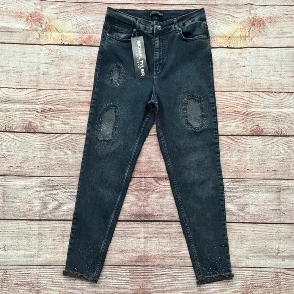 NWT!⭐️ Michael Tyler • Distressed Jeans with Rhinestone Accents- Women’s Size 12 - Picture 16 of 16